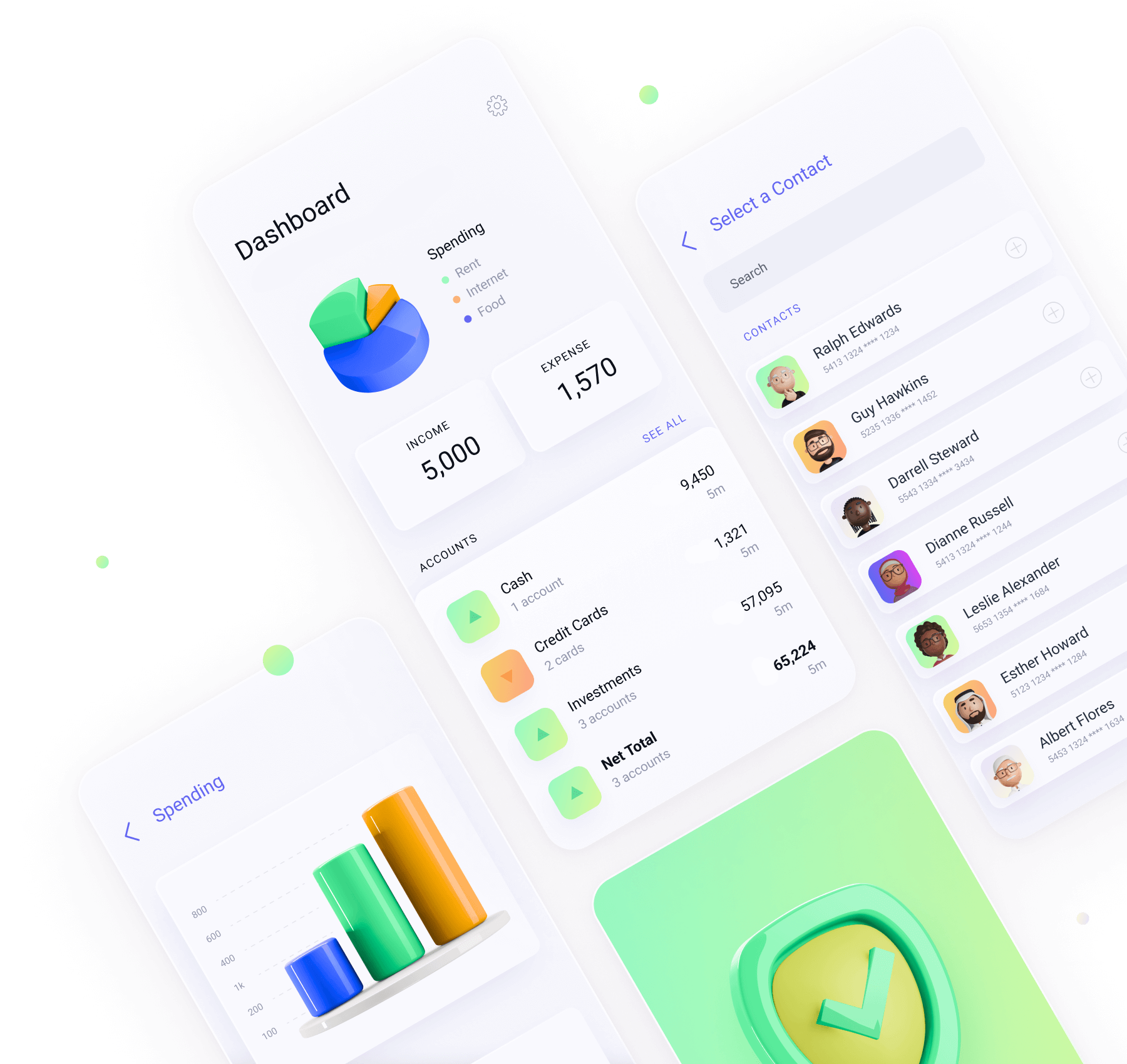 Mobile app screens
